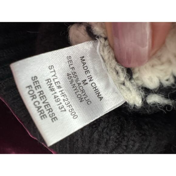 NWT Women's Medium Black White Stripe Sweater Cardigan Preppy Varsity Classic - Picture 5 of 5